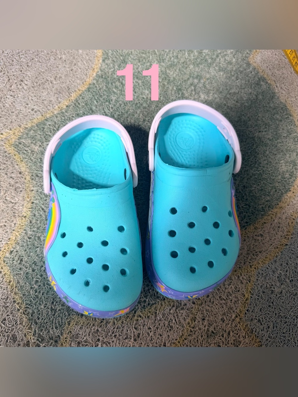 Kids Blue Rainbow little pony Crocs Clogs Size 11